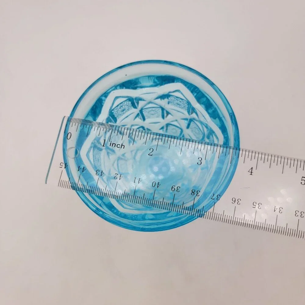 Vintage Viking Glass Ice Blue Diamond & Daisy Pattern Goblet - Picture 6 of 6